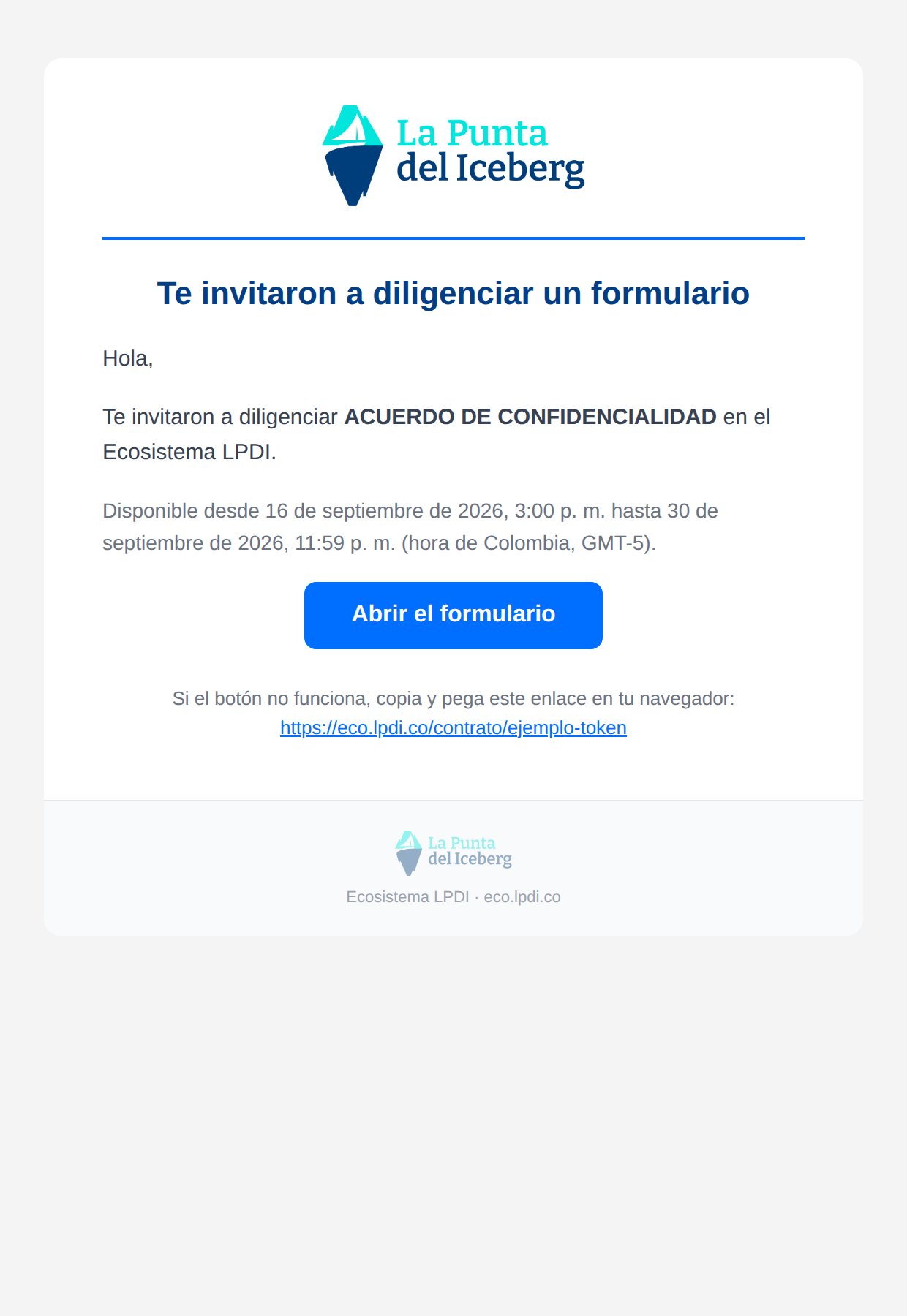Preview invitaci&oacute;n a diligenciar