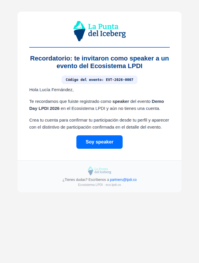 Preview correo 84 recordatorio speaker