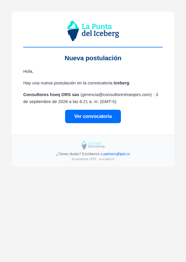 Preview correo 91 sin acceso al panel, con botón Ver convocatoria