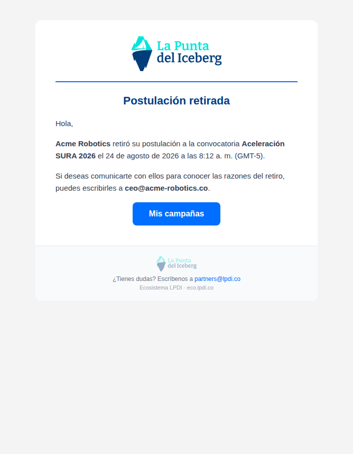Preview correo 92 aviso de retiro al convocante