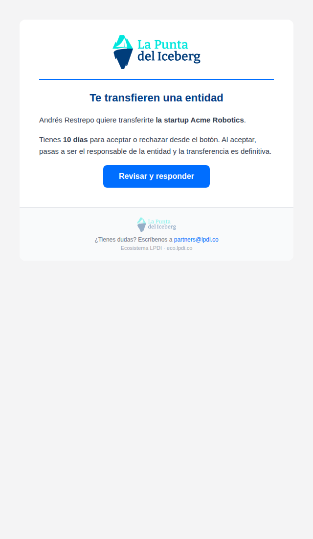 Preview Invitación de transferencia